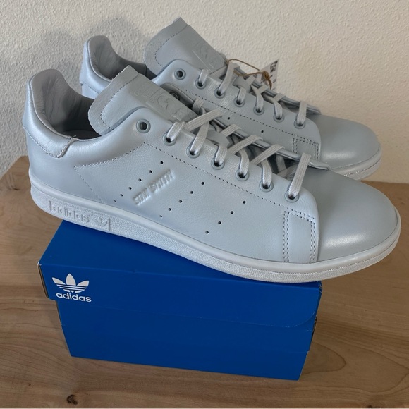 adidas Other - Adidas Stan Smith Lux Grey Leather Halo Blue - Size 9